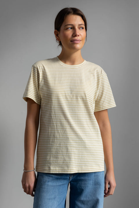 T-skjorte - Classic Circular Tee Striped Pure Ecru