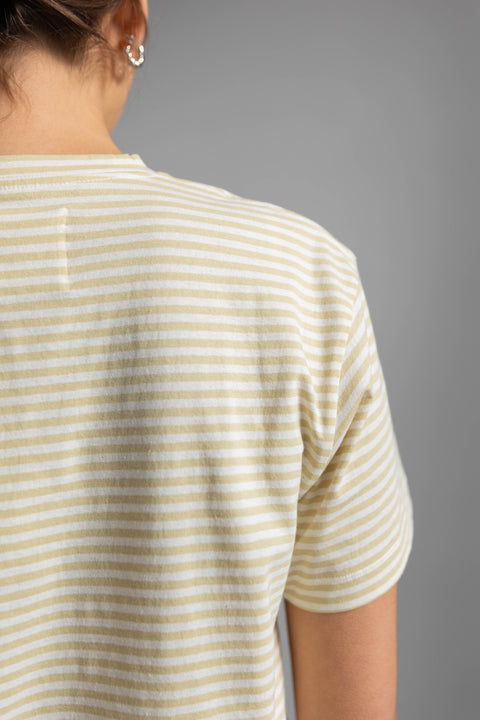 T-skjorte - Classic Circular Tee Striped Pure Ecru