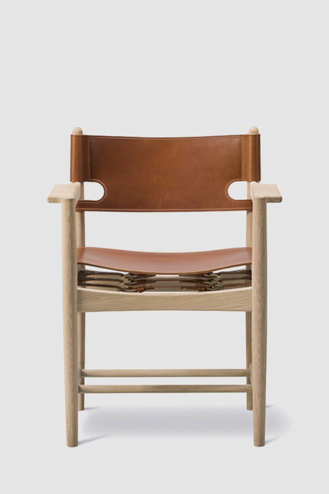 Spisestuestol - Spanish Dining Chair 3238 m/Arml. Oljet Eik / Cognac Lær