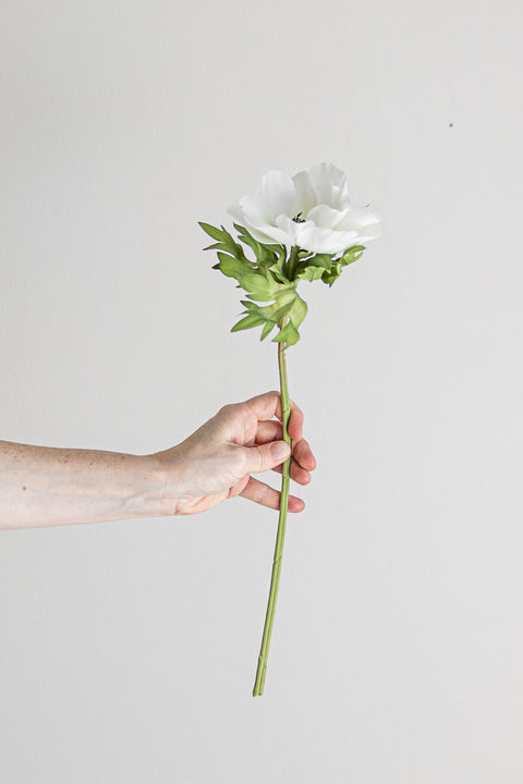 Blomst - Anemone H43cm Hvit
