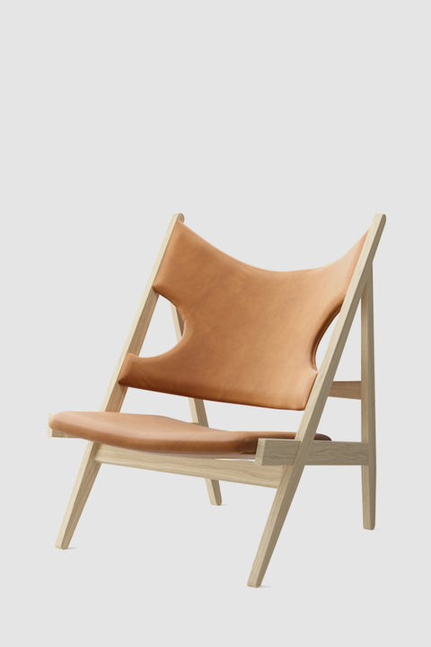 Lenestol - Knitting Lounge Chair, Natural Oak, Dunes Cognac 21000