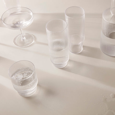 Glass - Ripple Long Drink 4pk Clear