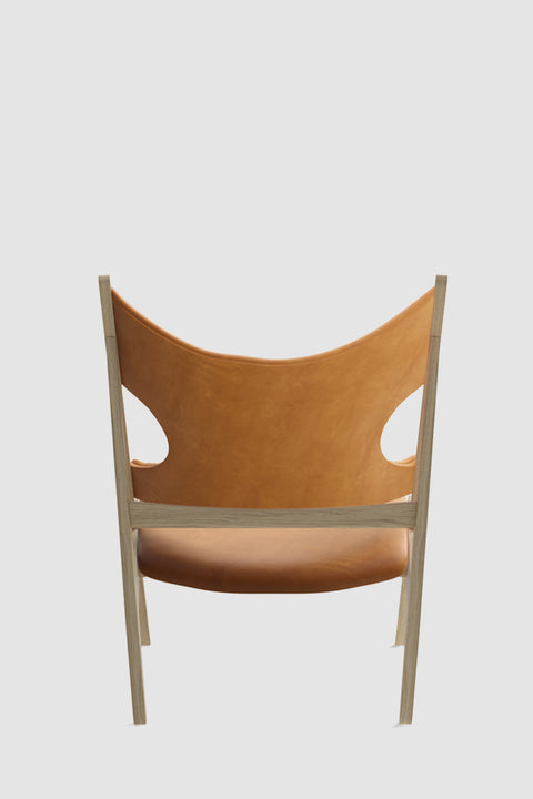 Lenestol - Knitting Lounge Chair, Natural Oak, Dunes Cognac 21000