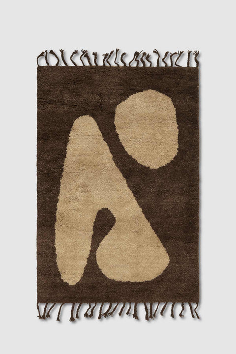 Veggteppe - Abstract Rug 80x120cm Brown/Off-white