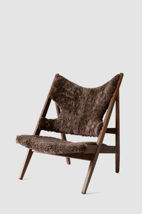 Lenestol - Knitting Lounge Chair, Dark Stained Oak, Sheepskin Root