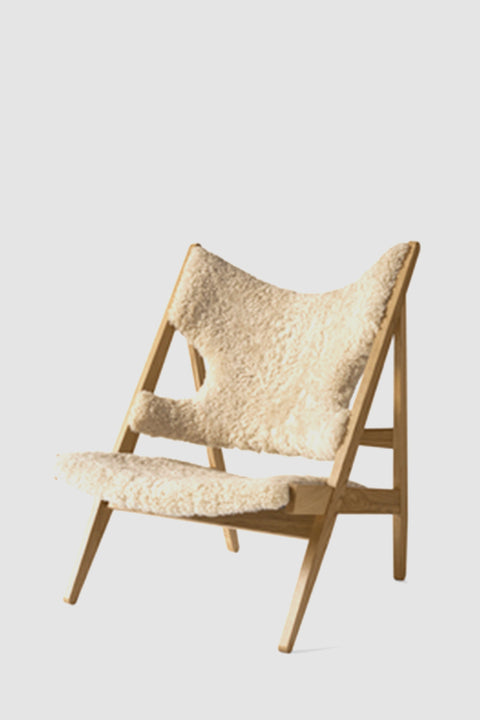 Lenestol - Knitting Lounge Chair, Natural Oak, Sheepskin Natur