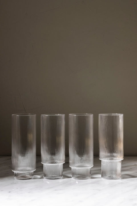 Glass - Ripple Long Drink 4pk Clear