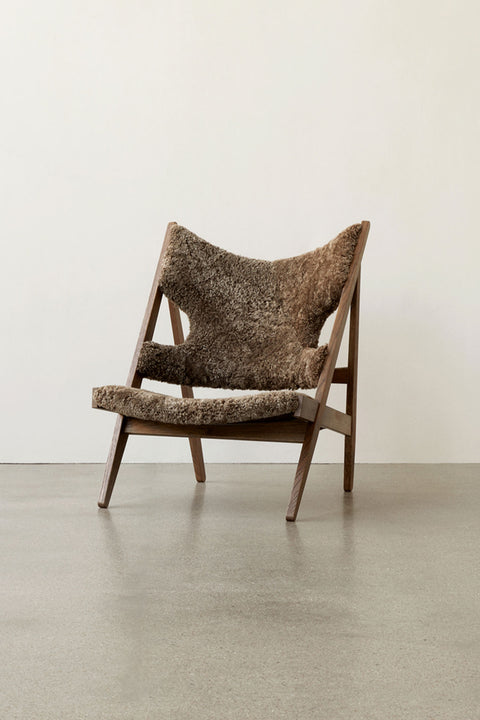 Lenestol - Knitting Lounge Chair, Dark Stained Oak, Sheepskin Root