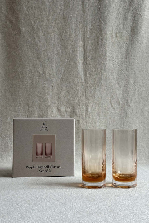 Glass - Ripple Highball 2pk Blush