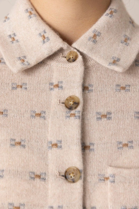 Cardigan - Dylan Tweed Shirt Sandstone Combo