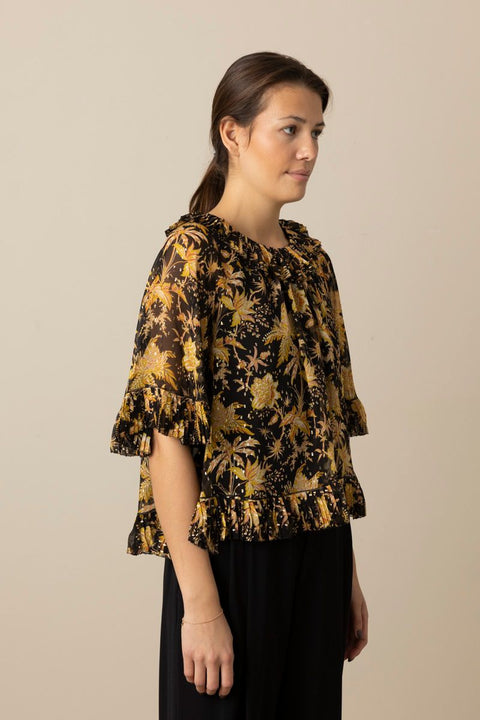 Bluse - Helaine Flowy Short Sleeve Top