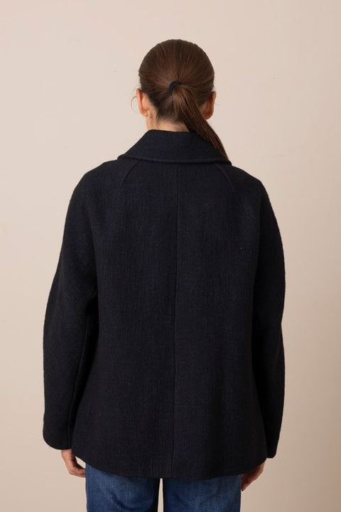 Kåpe - Boiled Wool Textured Short Coat Indigo