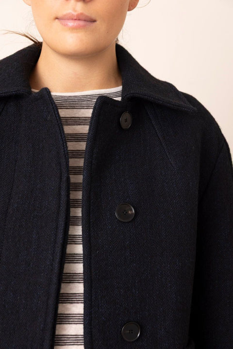 Kåpe - Boiled Wool Textured Short Coat Indigo
