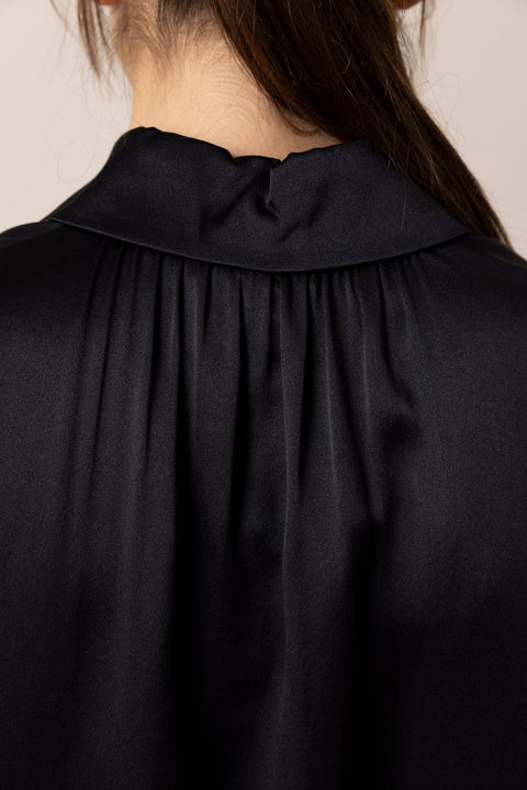 Bluse - Cap SLV Ruched BK Blouse Black