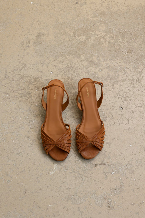 Sko - Sandales NO460 Cuir Imprime Lézard Cognac