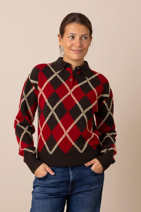Genser - Collegiate Argyle Polo Burnt Cocoa Combo