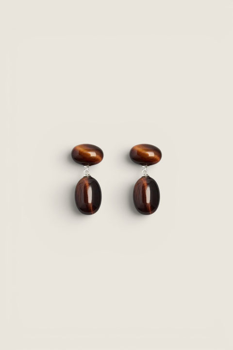 Øredobber - Emberly Stone Silver/Red Tiger Eye