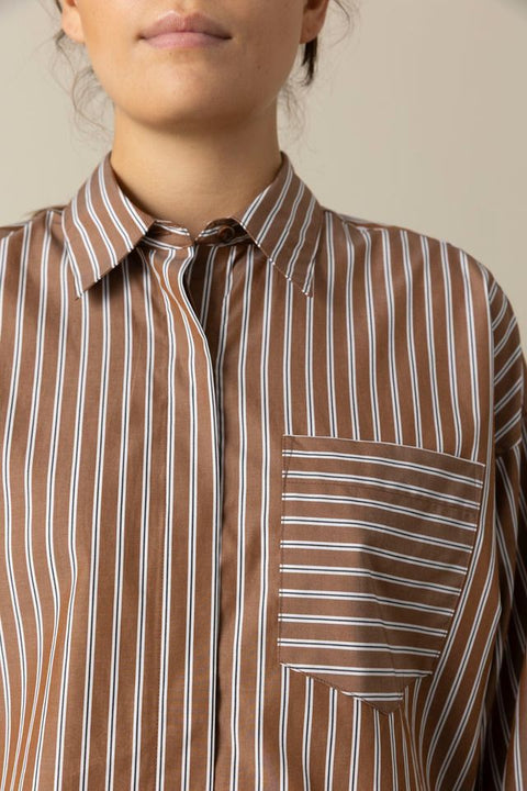 Skjorte - Marin Cropped Striped Shirt