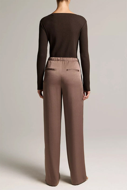 Bukse - Mid Waist Shine Crepe Pull On Taupe Haze