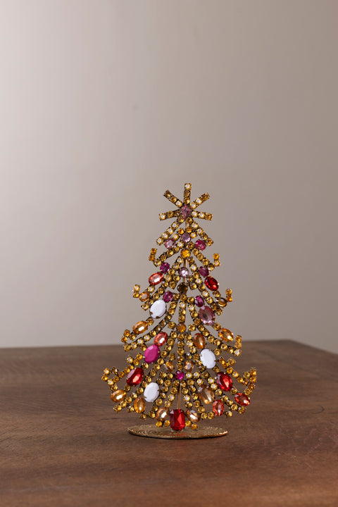 Julepynt - Jeweled Tree Red & Pink