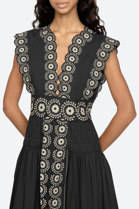 Kjole - Mirabel Print Midi Dress Black