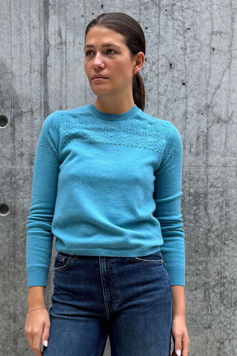 Genser - Emelie LS Cashmere Top Cerulean