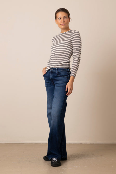 Genser - Agnes Stripe Lyocell Tee Cream/Black