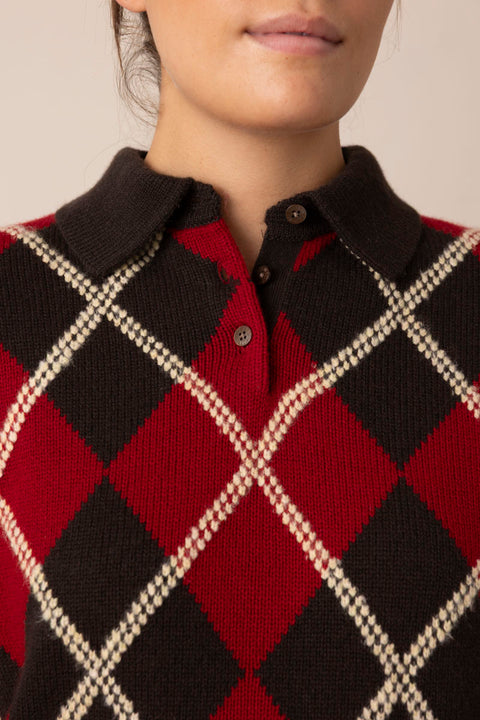 Genser - Collegiate Argyle Polo Burnt Cocoa Combo