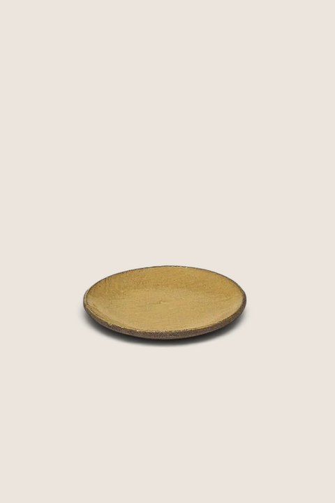 Bolina Serax FCK small round yellow glazed ceramic plate with unique textured surface for dessert or breakfast