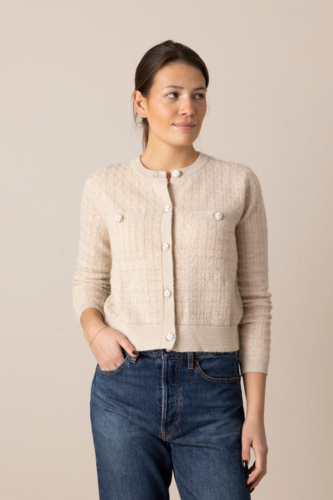 Cardigan - The Lurex Check Cream
