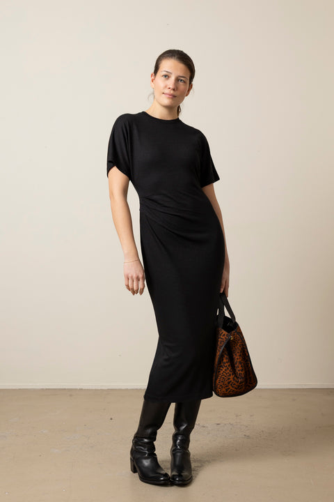 Kjole - S/S Side Rouche Dress Black