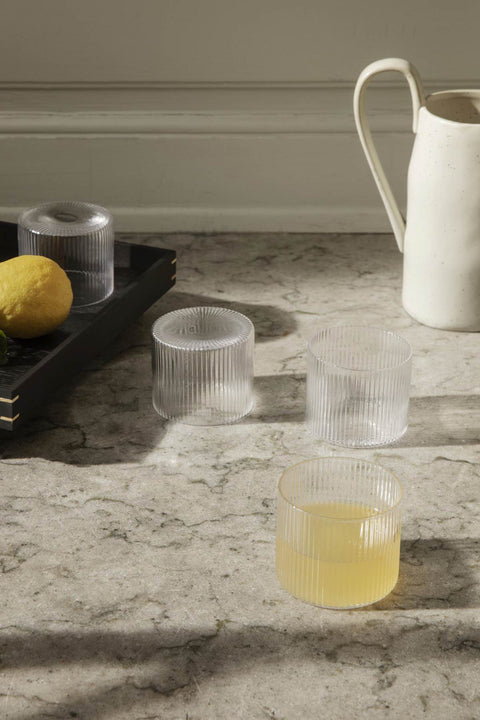 Glass - Ripple Low 4pk Klar