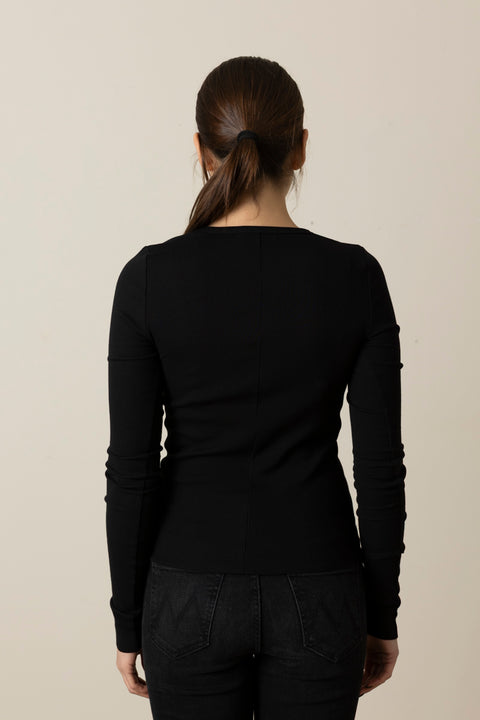 Genser - Long Sleeve Fitted Top Black