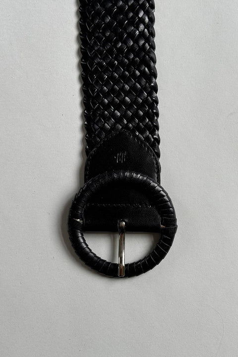 Belte - Wrapped Leather Circle Buckle Black