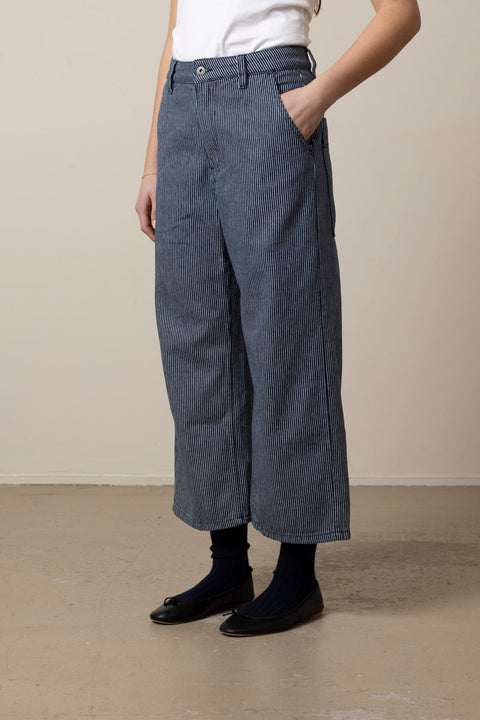 Bukse - Hickory Stripe Wide Leg Denim Ecru/Indigo
