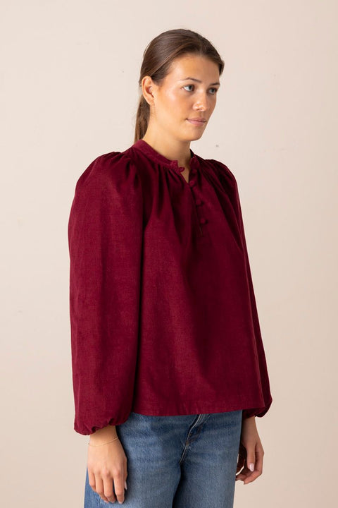 Bluse - Audrey Baby Cord Red Plum
