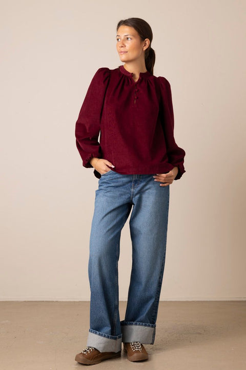 Bluse - Audrey Baby Cord Red Plum
