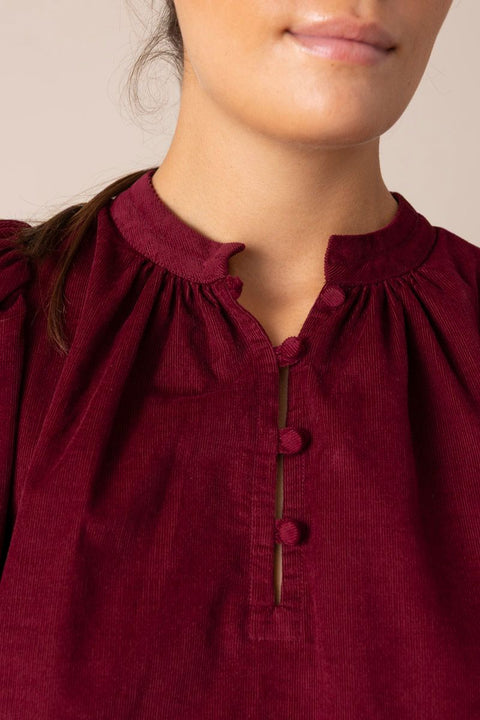 Bluse - Audrey Baby Cord Red Plum