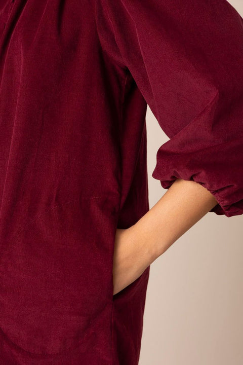 Kjole - New Madeleine Baby Cord Red Plum