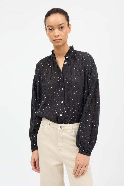 Skjorte - Hannah Shirt Black/White Dot