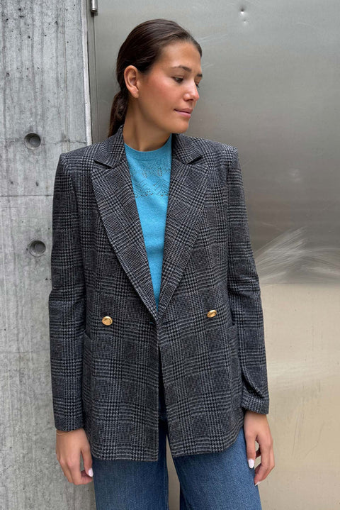 Blazer - Shoulder Pads Patterned Moleskin Salt & Pepper