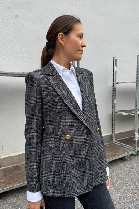 Blazer - Shoulder Pads Patterned Moleskin Salt & Pepper