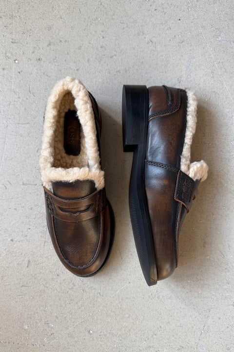 Loafers - Penny Fur Loafer Coffee