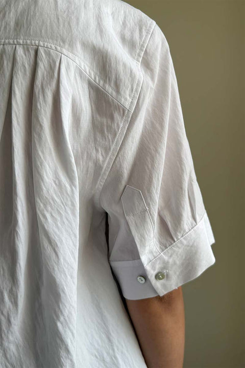 Skjorte - A-line S/S Gathered Shirt Optic White