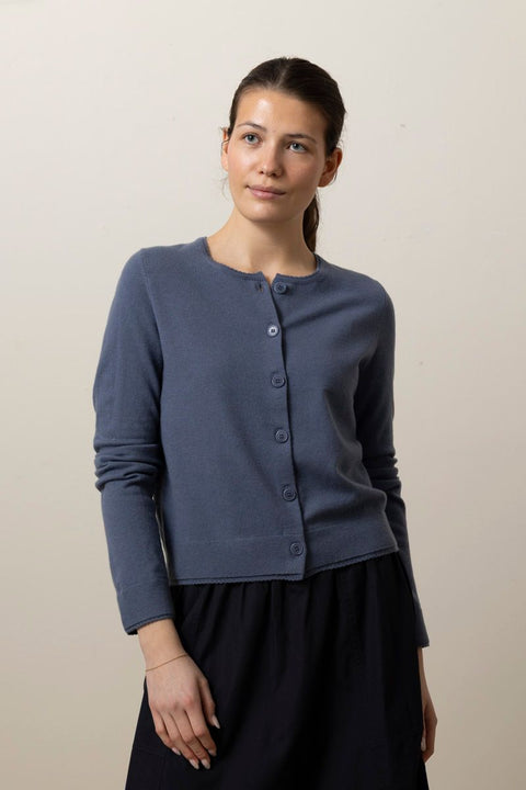 Cardigan - Scallop Trim Cardi Azul