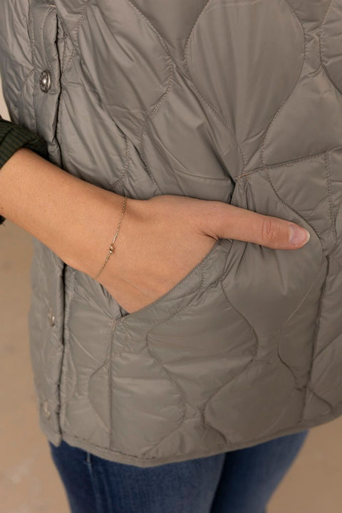 Vest - Military Crew Neck Down Vest Dark Sage Green