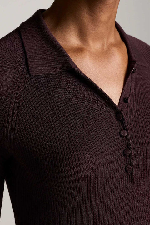 Genser - Ribbed Raglan Polo Blackberry