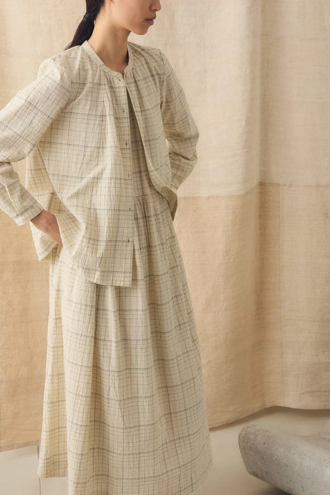 Skjorte - Page Check Cotton Swingy Shirt Ecru/Black