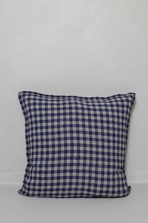 Putetrekk - 50x50cm Flax/Navy Gingham