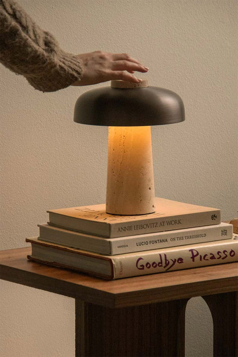 Bordlampe - Reverse Portable Travertine Bronzed Brass